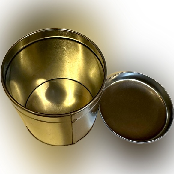 VTG SMALL 3.25”X3” SPICE TIN TEA FOOD STORAGE TRINKET COLLECTIBLE PLAIN SILVER - Picture 3 of 8